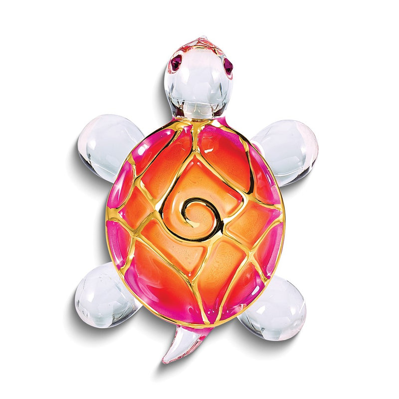 Sunrise Turtle Handcrafted Glass Figurine with 22k Gold Trim