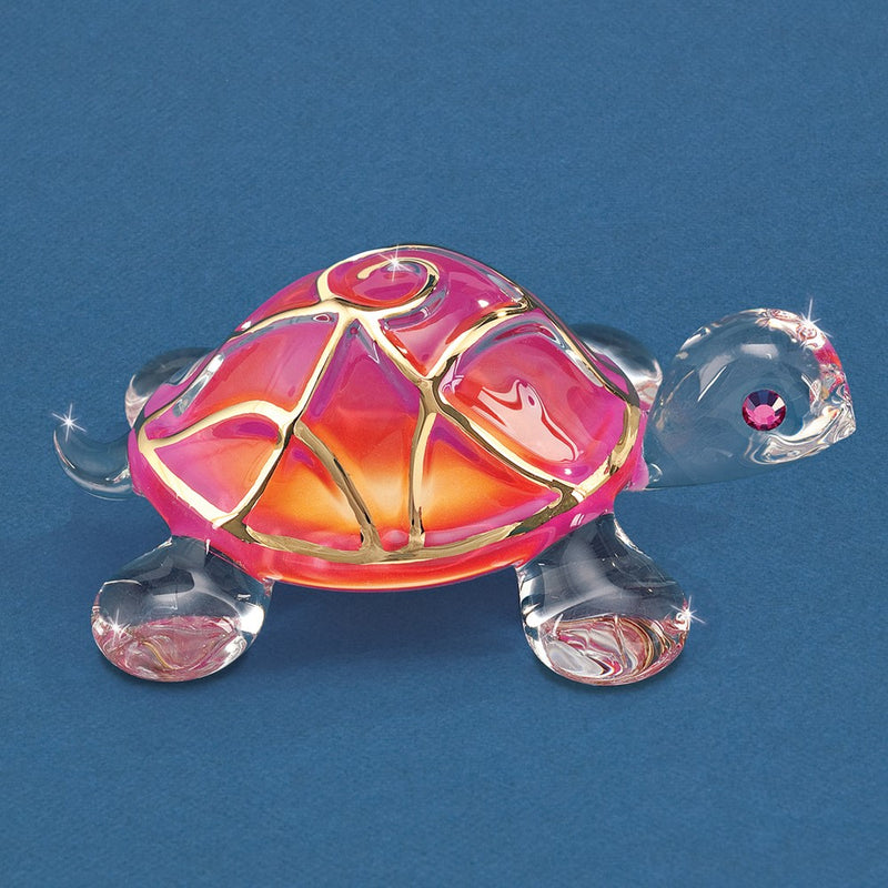 Sunrise Turtle Handcrafted Glass Figurine with 22k Gold Trim