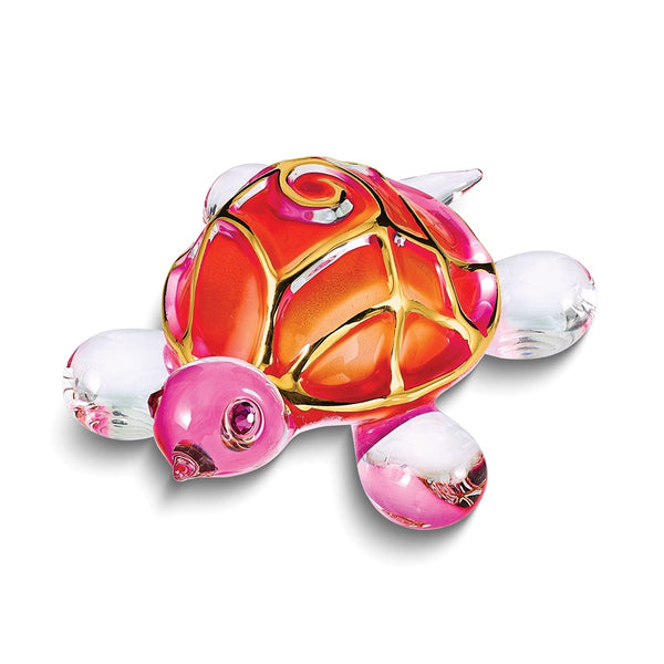 Sunrise Turtle Handcrafted Glass Figurine with 22k Gold Trim