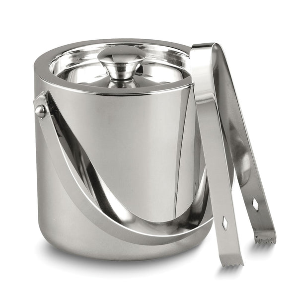 Stainless Steel 1.5 Quart Ice Bucket with Lid and Tongs