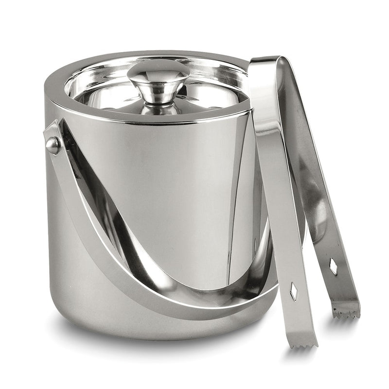 Stainless Steel 1.5 Quart Ice Bucket with Lid and Tongs