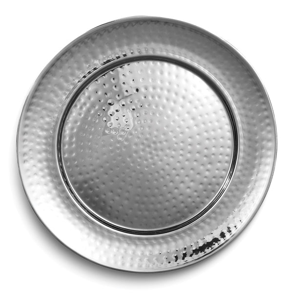 Stainless Steel 14 Inch Hammered Round Tray