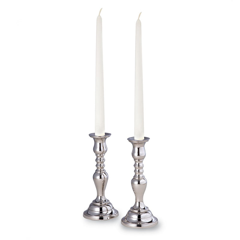 Hampton Pair of 8.5 Inch Nickel-plated Candlesticks