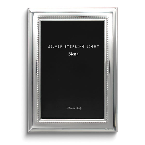 Bilaminate Sterling Silver Wide Plain Beaded 4x6 Frame
