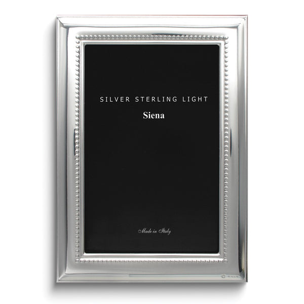 Bilaminate Sterling Silver Wide Plain Beaded 7.5x9.5 Frame