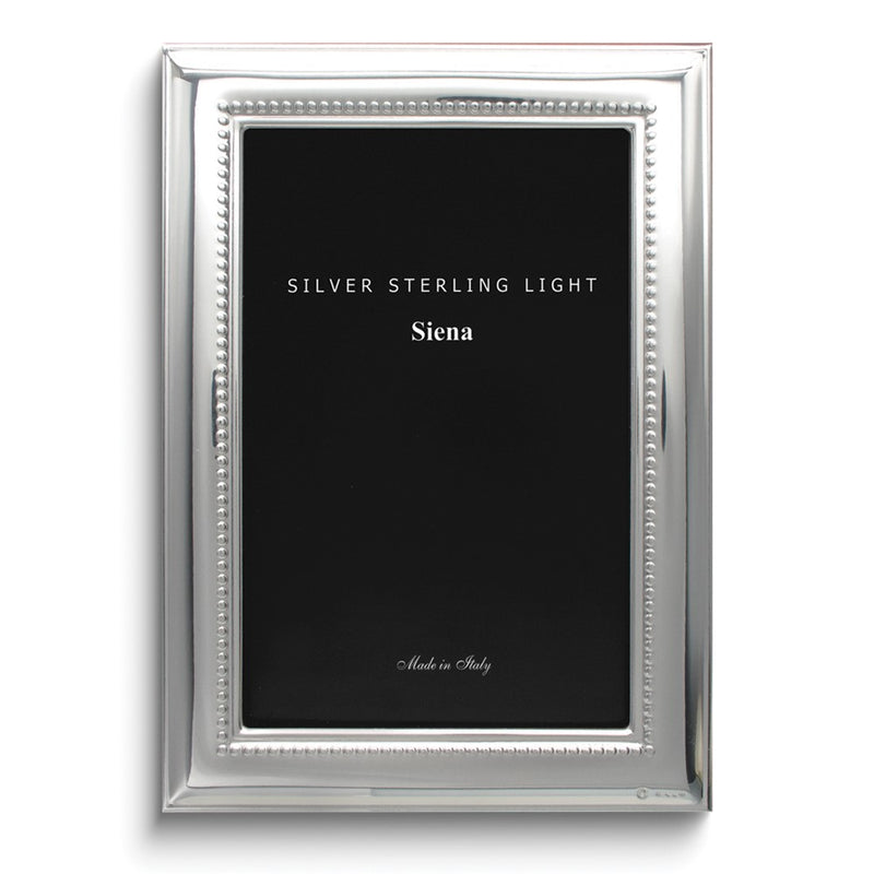 Bilaminate Sterling Silver Wide Plain Beaded 7.5x9.5 Frame