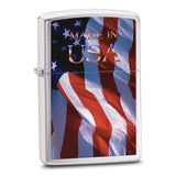 Zippo Made in USA Flag Brushed Chrome Lighter