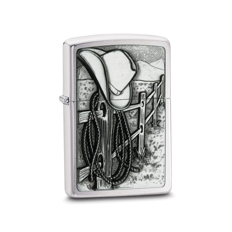 Zippo Resting Cowboy Brushed Chrome Lighter