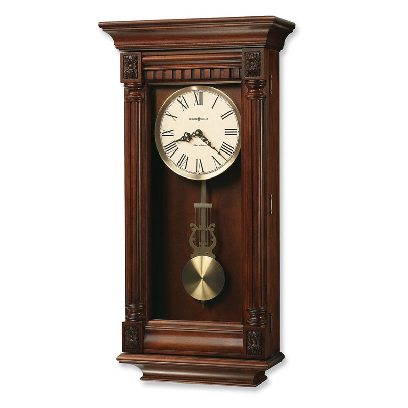 Howard Miller Lewisburg Cherry Finish Wood Quartz Chiming Wall Clock