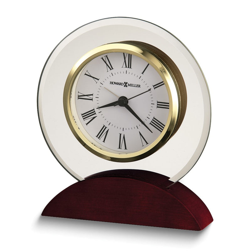 Howard Miller Dana Glass and Rosewood Finish Wood Quartz Alarm Clock