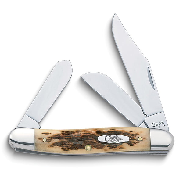 Case Amber Bone Handle Stockman Pocket Knife with Tru-Sharp Stainless Steel Blades