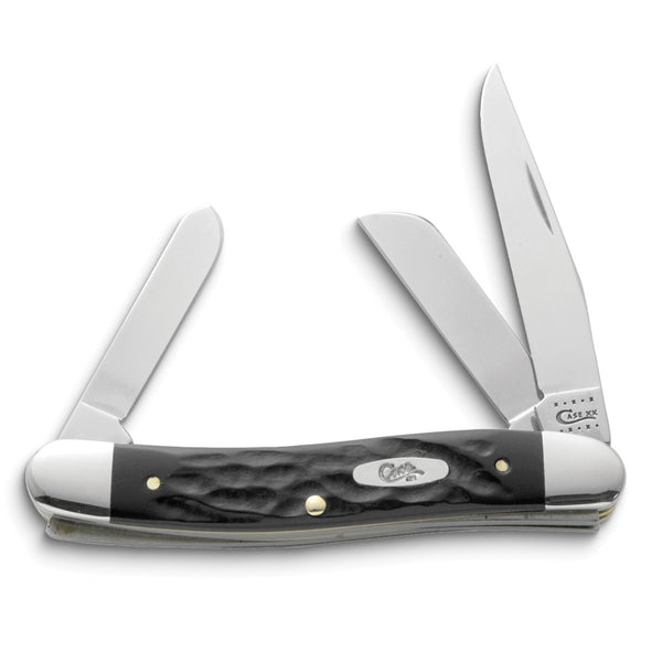 Case Rough Black Synthetic Handle Medium Stockman Pocket Knife with Tru-Sharp Stainless Steel Blades