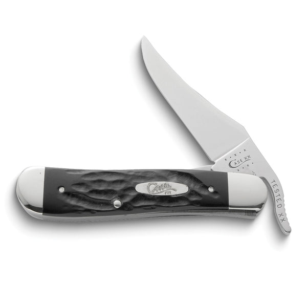 Case Rough Black Synthetic Handle RussLock Pocket Knife with Tru-Sharp Stainless Steel Blade