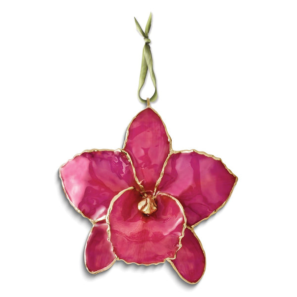 Lacquer Dipped Fuchsia Real Cattleya Orchid Ornament