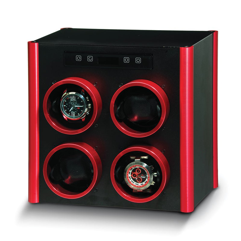 Rotations Black and Red Metal Quad Watch Winder