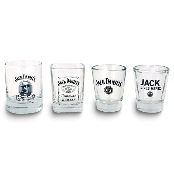 Set of 4 Different Designs Jack Daniels Shot Glasses