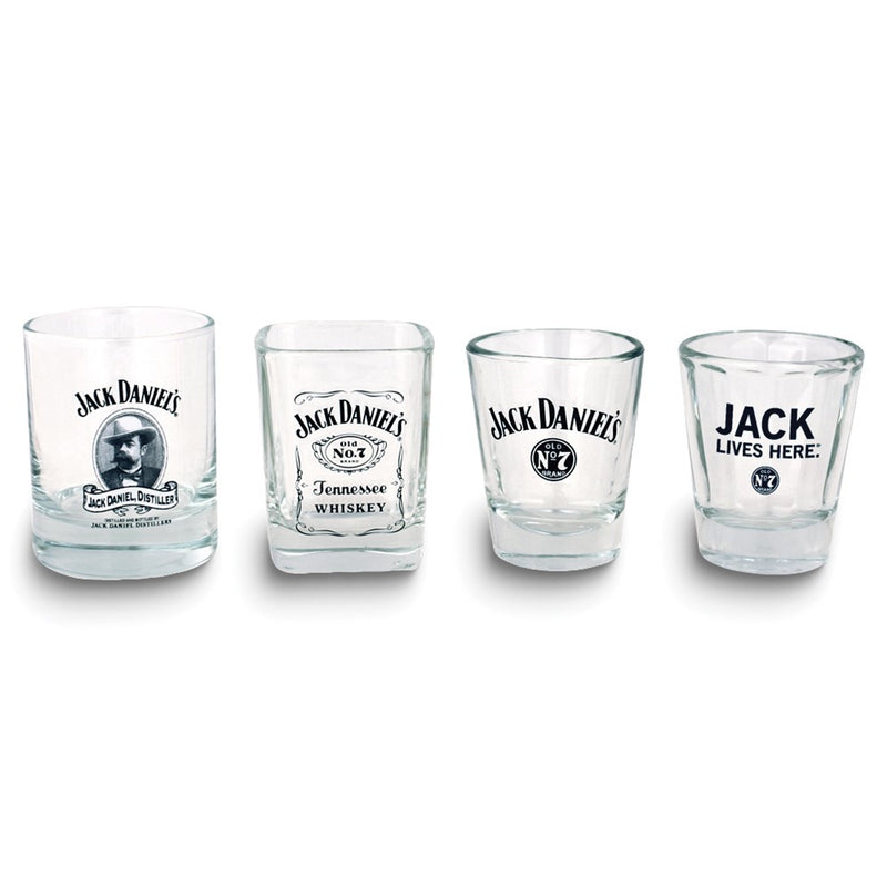Set of 4 Different Designs Jack Daniels Shot Glasses