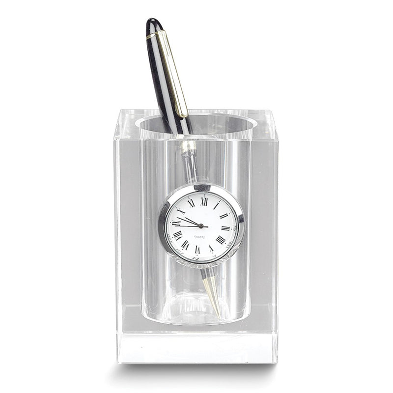 Badash Handcrafted Lead-free Crystal Pencilholder Clock