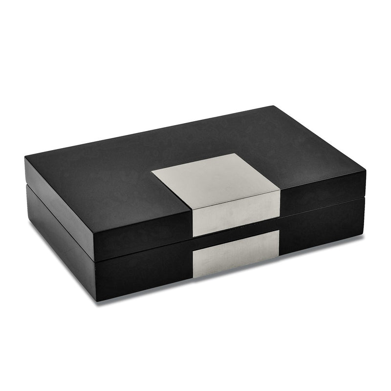 Lacquered Black Wood Valet Box