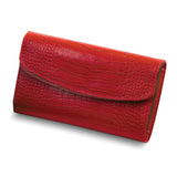 Red Leather Croco Jewelry Clutch w/Snap Closure