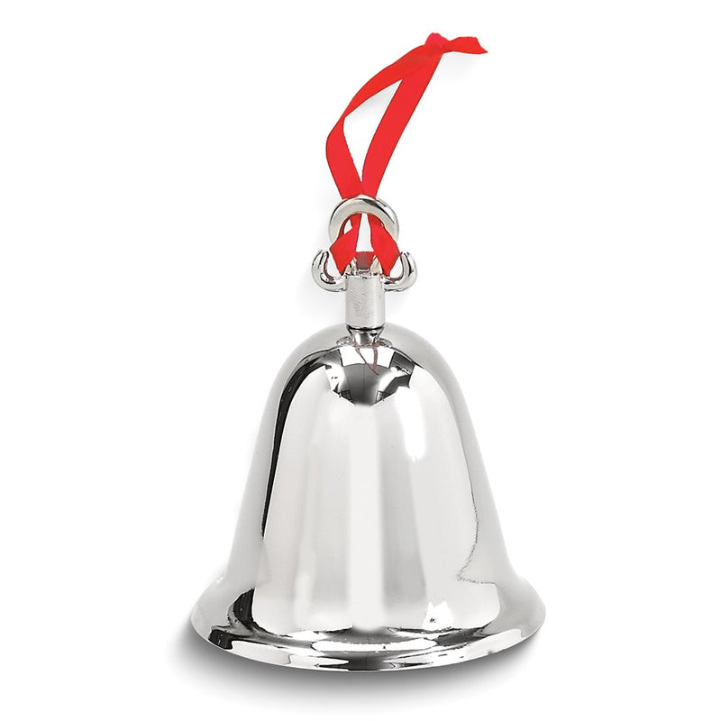 Nickel-plated Red Ribbon Engraveable Bell Ornament