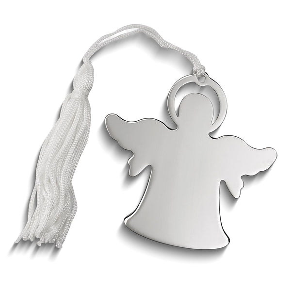 Nickel-plated White Tassel Engraveable Angel Ornament