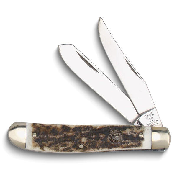 Hen and Rooster Deerstag Handle 3.5 inch Trapper Pocket Knife