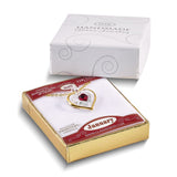 Glass Baron 22K Accent Gilding Gold-trim Glass with Red January Birthstone Crystal from Swarovski Heart 18 inch Gold-tone Necklace