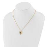 Glass Baron 22K Accent Gilding Gold-trim Glass with Purple February Birthstone Crystal from Swarovski Heart 18 inch Gold-tone Necklace