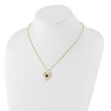 Glass Baron 22K Accent Gilding Gold-trim Glass with Green May Birthstone Crystal from Swarovski Heart 18 inch Gold-tone Necklace
