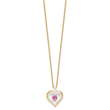 Glass Baron 22K Accent Gilding Gold-trim Glass with Pink October Birthstone Crystal from Swarovski Heart 18 inch Gold-tone Necklace