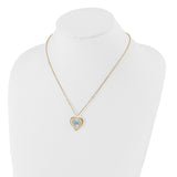 Glass Baron 22K Accent Gilding Gold-trim Glass with Blue December Birthstone Crystal from Swarovski Heart 18 inch Gold-tone Necklace