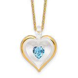 Glass Baron 22K Accent Gilding Gold-trim Glass with Blue December Birthstone Crystal from Swarovski Heart 18 inch Gold-tone Necklace