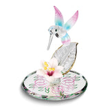 Cotton Candy Hummingbird with Flower Handcrafted Glass Figurine