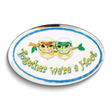 Owls TOGETHER WE'RE A HOOT Handcrafted Glass Figurine