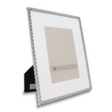 Silver-tone Rope 8x10 Metal Frame Matted for 5x7 Photo