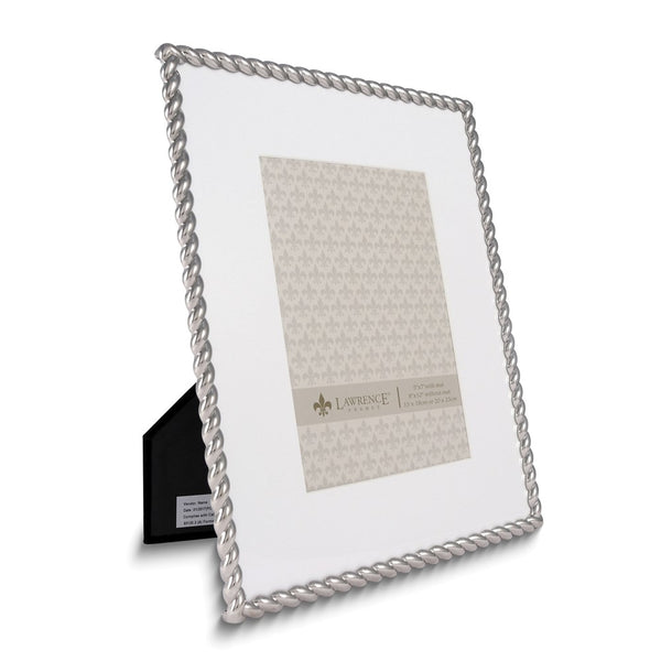 Silver-tone Rope 8x10 Metal Frame Matted for 5x7 Photo