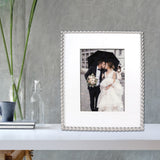 Silver-tone Rope 8x10 Metal Frame Matted for 5x7 Photo