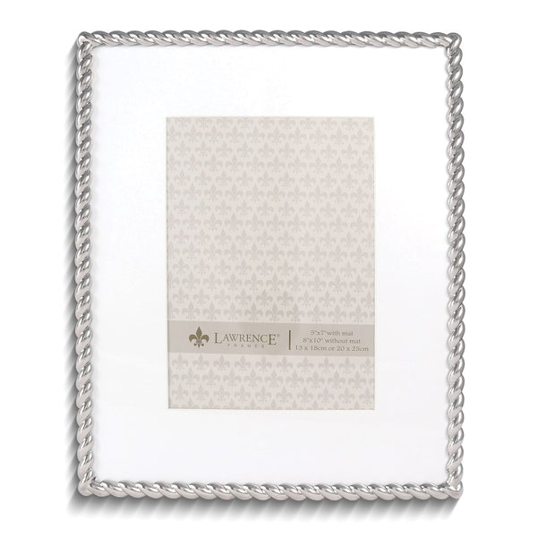 Silver-tone Rope 8x10 Metal Frame Matted for 5x7 Photo