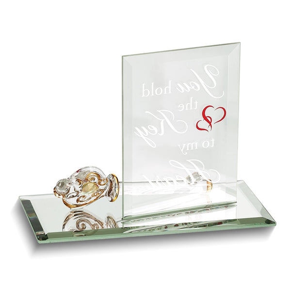 YOU HOLD THE KEY TO MY HEART with Red Crystal Handcrafted Glass Figurine