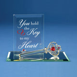 YOU HOLD THE KEY TO MY HEART with Red Crystal Handcrafted Glass Figurine