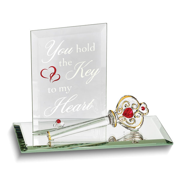 YOU HOLD THE KEY TO MY HEART with Red Crystal Handcrafted Glass Figurine