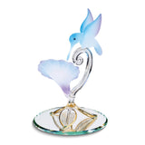Hummingbird and Blue Flower Handcrafted Glass Figurine