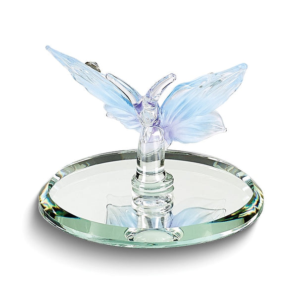 Blue Butterfly with Crystals Handcrafted Glass Figurine
