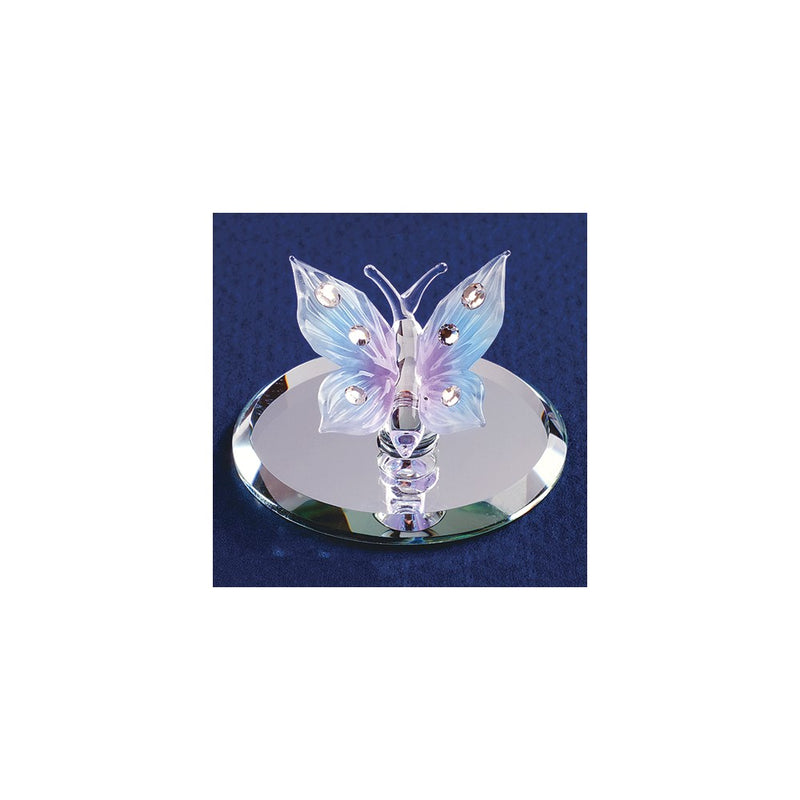 Blue Butterfly with Crystals Handcrafted Glass Figurine