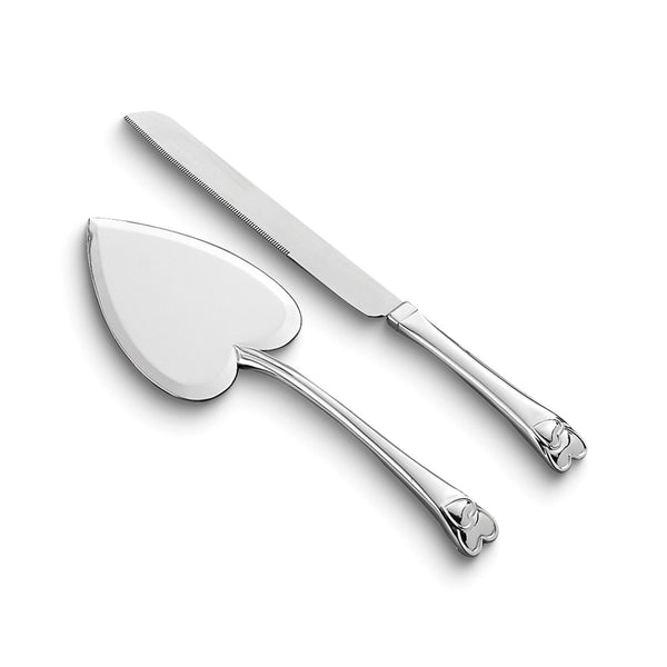 Silver-plated Heart Knife and Server Set