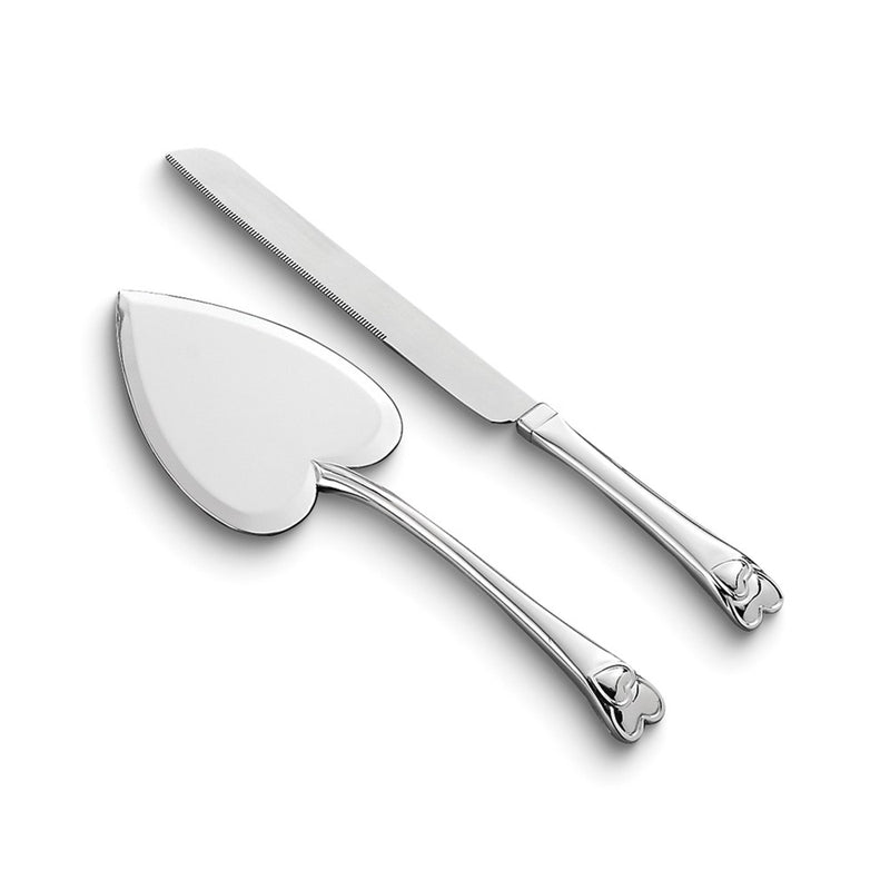 Silver-plated Heart Knife and Server Set