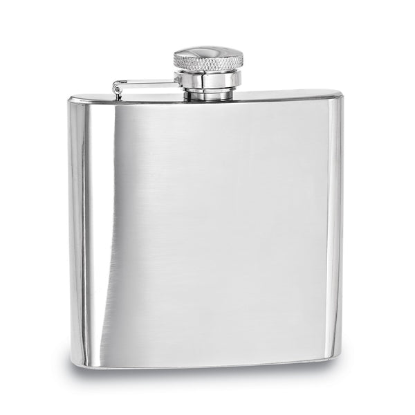 Rebel Steel Polished Stainless Steel 6 ounce Square Flask with Funnel