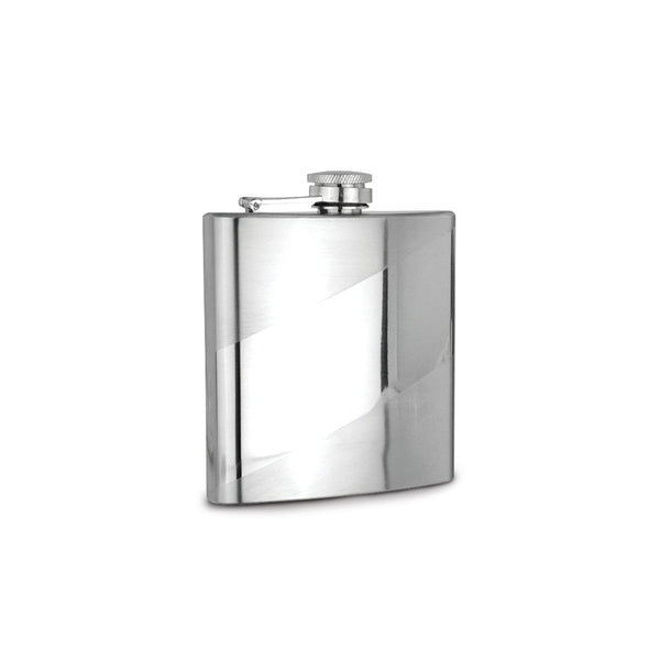 Rebel Steel Polished and Brushed Stainless Steel 6 ounce Rectangle Flask with Funnel