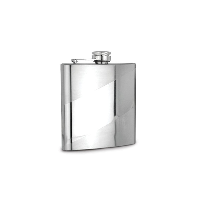 Rebel Steel Polished and Brushed Stainless Steel 6 ounce Rectangle Flask with Funnel